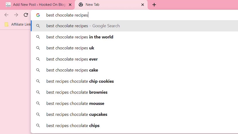 Screenshot of how to search for KEYwords when optimizing your writing for SEO